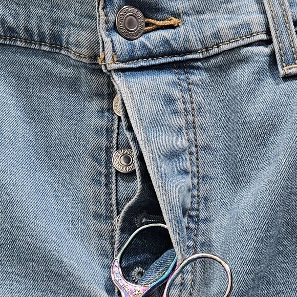 Levi's Jeans Womens 20W Blue High Waist Tapered Cropped Raw Hem Wedgie Skinny - Picture 10 of 16